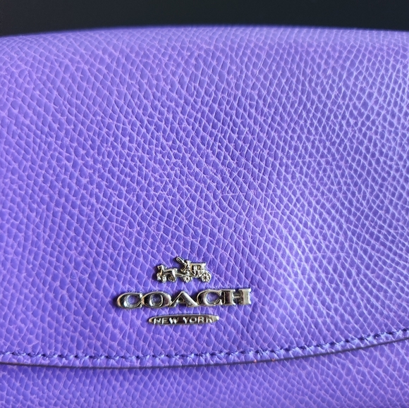 Coach 52628 Pop Slip Metallic Purple Iris Crossgrain Leather Envelope Wallet - Picture 2 of 13